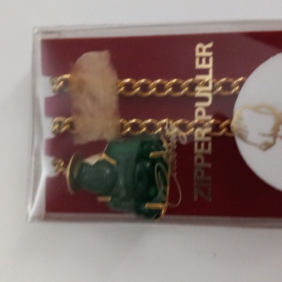 Vintage Celebrity Zipper Puller with Gold Chain and Jade Buddha - Picture 2 of 4